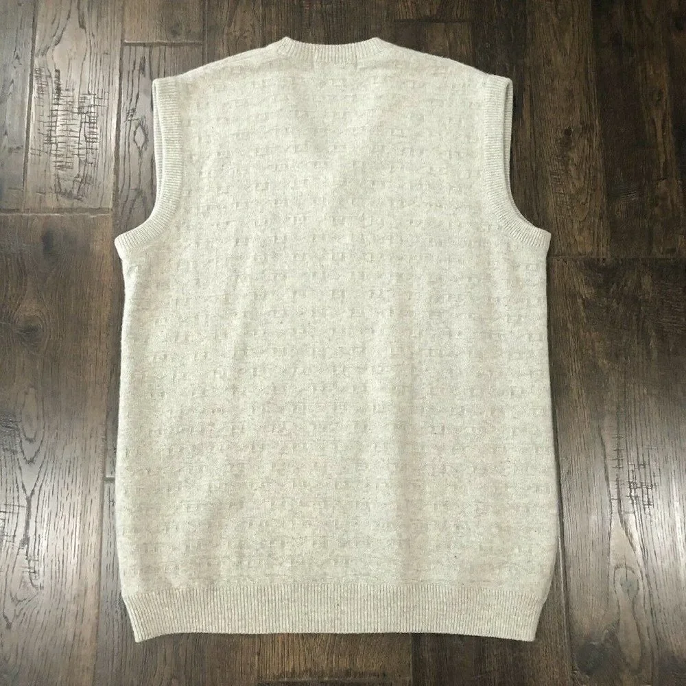 Vintage Oster Size 42 Wool Sweater Vest Beige Tan‎ V Neck Grandpa